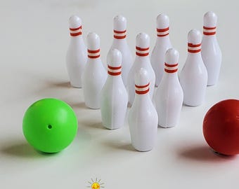 JUEGO DE BOLOS - 6 o 12 juegos - bolos en miniatura, baratijas, accesorios para joyería, bolos, bola, juego de "Veo, veo", recuerdos para fiestas, juego, miniaturas