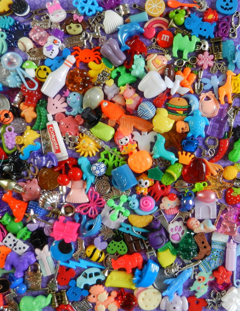 I SPY TRINKETS 100 Trinkets for I Spy Bags and Bottles-sensory bins-teaching-tiny toys No Duplicates image 2