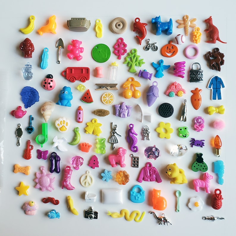 I SPY TRINKETS 100 Trinkets for I Spy Bags and Bottles-sensory bins-teaching-tiny toys No Duplicates image 3