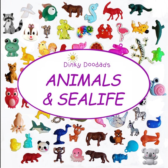 ANIMALS & SEA LIFE (40) trinkets for I Spy bags, Sorting games, party decor, party favors, miniature animals, small animals.