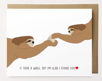 Sloth anniversary card, Cute anniversary card, Sloth love card for her, Cute love card for boyfriend, Sweet card for husband, Girlfriend