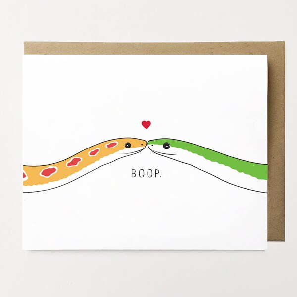 Snake Card, Snake anniversary card for girlfriend, Cute snake birthday card, Boop card, Cute love card for boyfriend, Corn snake lover card