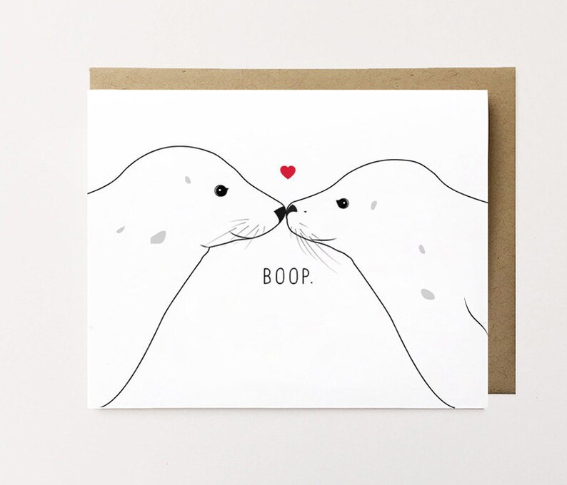 Seal Card Seal Anniversary Card Cute Animal Love Card Card Etsy