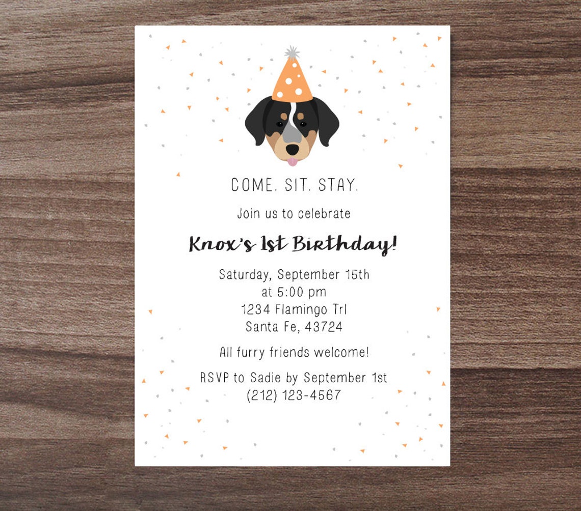 Custom Dog Theme Birthday Invitation Children's Birthday Etsy