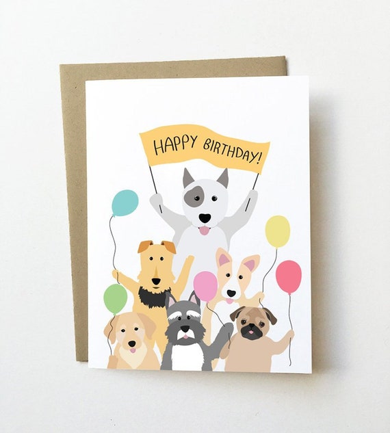 Dog Birthday Card Cute Birthday Card Dog Lover Birthday Etsy
