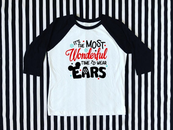 It’s The Most Wonderful Time To Wear Ears Christmas Themed Adult Raglan Tee Il_570xn