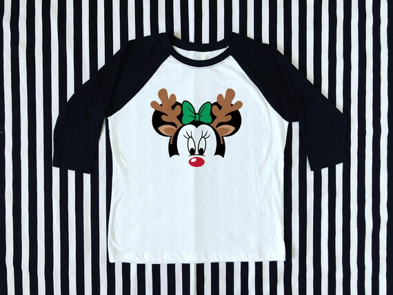 Holiday Christmas Minnie Reindeer Themed Adult Raglan Tee Il_570xn