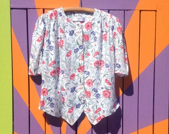 Retro Blouse | Floral | 90's does 40's | Free UK Postage