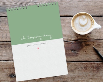 Oh happy Day - A5 birthday calendar pastel plain DIN A5 annual planner calendar wall calendar