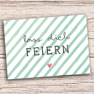 5 x Deixe-se comemorar - Chevron verde - cartão de felicitações A6