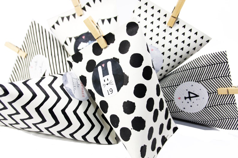 DIY Calendrier de lAvent Craft Boxes Boîtes B / W pour DIY Clinging image 1