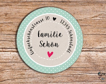 24 x Personalisierte Adress Aufkleber #2 NEU Kraft 4cm Durchmesser