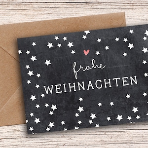 Joyeux Noël Étoiles Carton avec enveloppe Carte de vœux A6 Carte postale de Noël