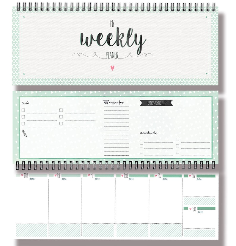 My Weekly Planer grün Tischkalender Wochenplaner Bild 2