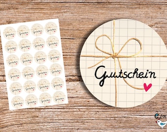 Gutschein - 24 Aufkleber, 4cm, Geschenkaufkleber