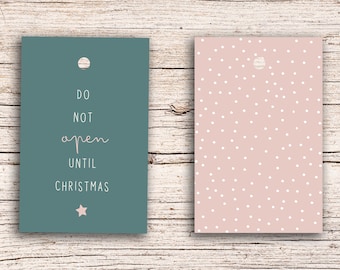 10 x Do not open until Christmas - Gift Tag Hangtags 5,5 x 8,5 cm with perforation