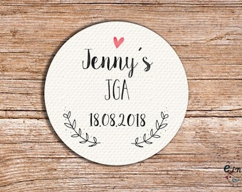 24 Bachelorette party JGA Sticker recycling 4 cm diameter