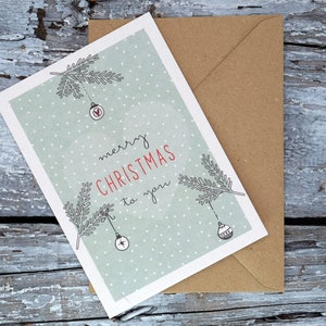 Feliz Natal para você + envelope - cartão em cartão de feltro 580g/m2 com envelope Cartão de felicitações em papel Kraft A6 Cartão de Natal postal extra grosso