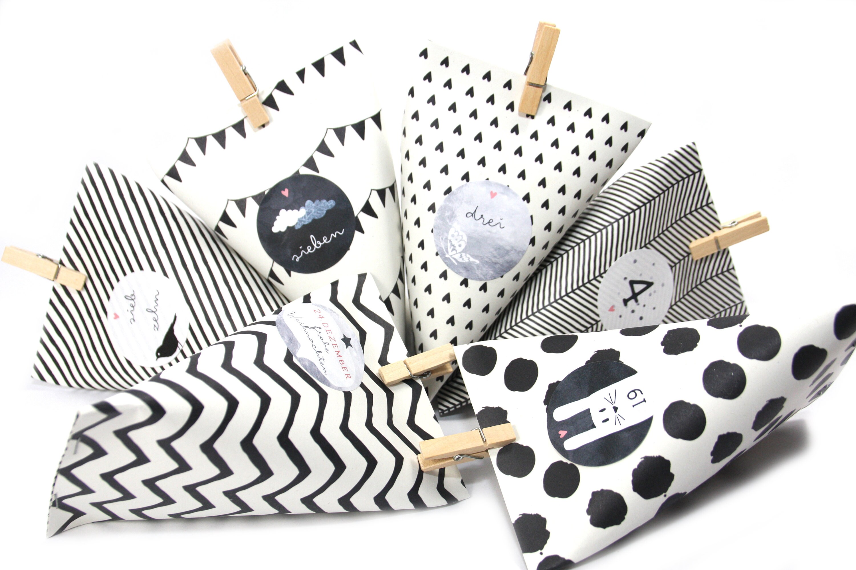 Buy DIY Advent Calendar Craft Boxes Boxes B/W for DIY Clinging