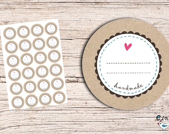 HandMade Kraft Paper II - 24 stickers 4 cm