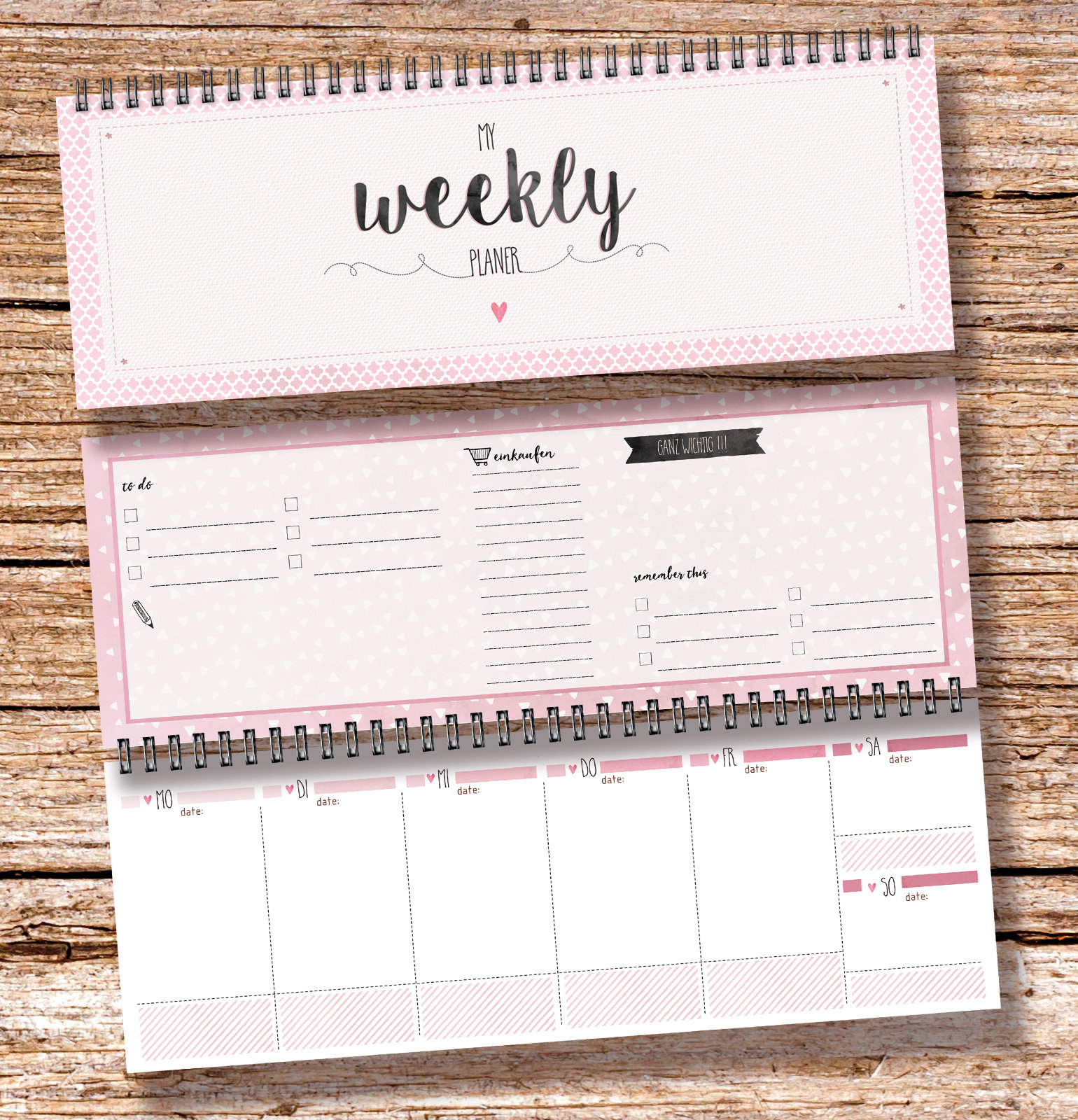 "My Weekly Planer rosa" Tischkalender Jahresplaner mit 52 Wochen Kalender 