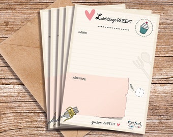 5 x recipe cards DIN A5 with kraft paper envelope