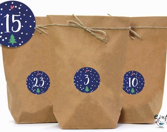 Advent calendar "Christmas tree" bottom bag brown with yarn