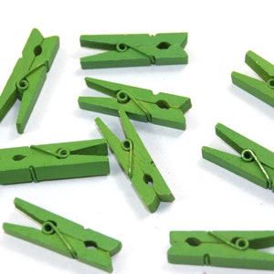 24 x Clothespins wood green lacquered XL clamps image 1
