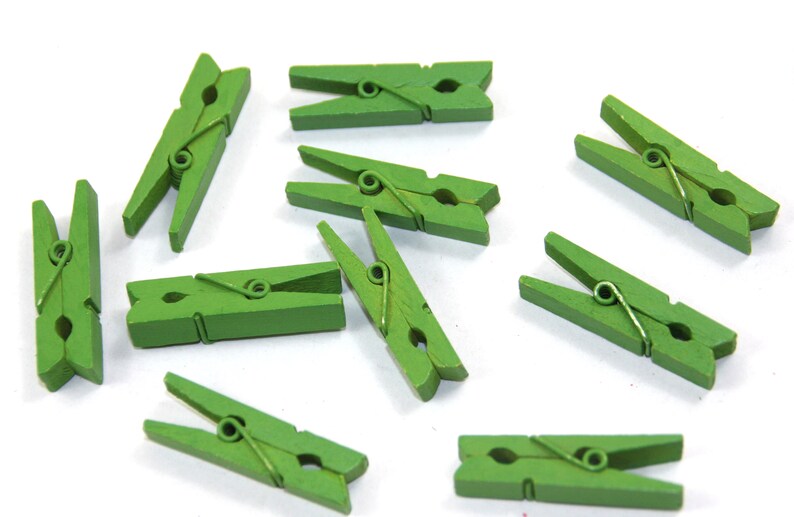 24 x Clothespins wood green lacquered XL clamps image 1