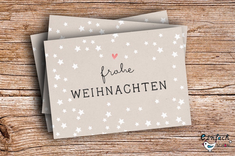 10 x Frohe Weihnachten Sterne Karte Kraft Grußkarte A6 Weihnachtskarte Postkarte Bild 1