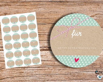 For... green dotted - 24 stickers 4 cm