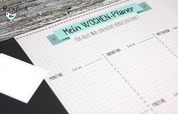 Mein Wochenplaner A3 Schreibtischunterlage Tafel Etsy