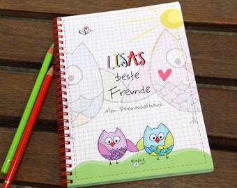 Individual children's friends book with the name DIN A5