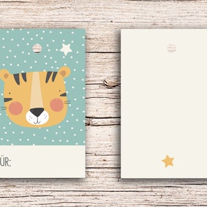 10 x Tiger - Voor... - Gift Tag Hangtags 5,5 x 8,5 cm met perforatie