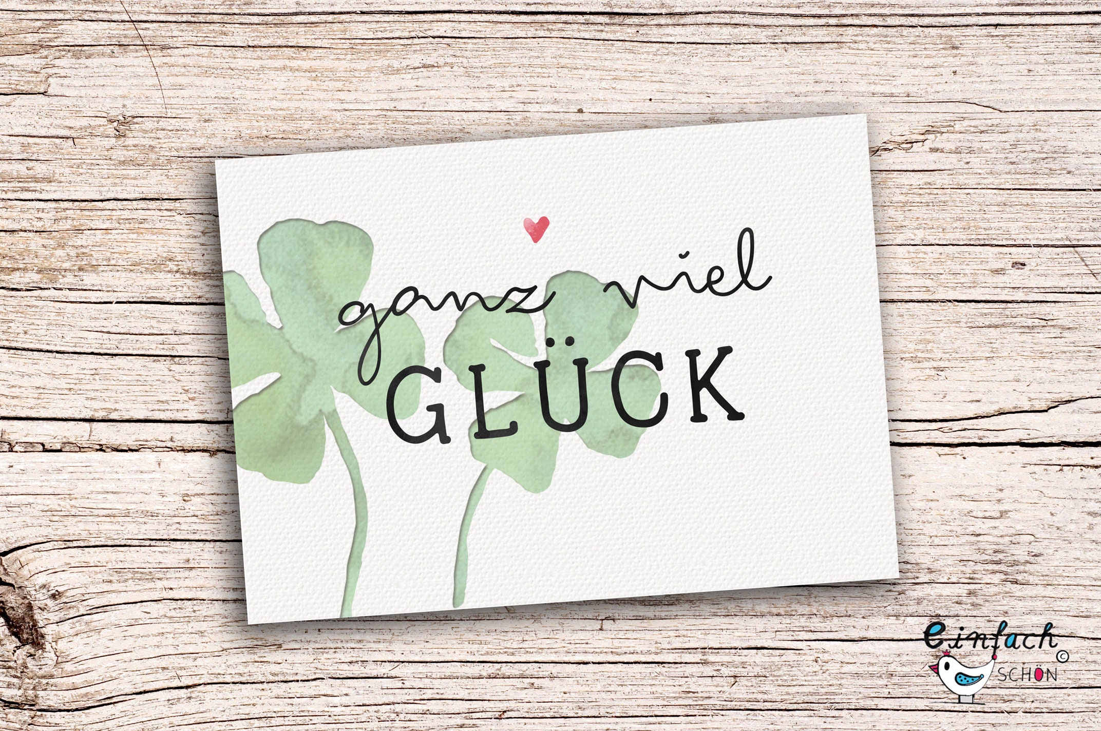 5 x Ganz viel Glück Kleeblatt Grußkarte A6 Etsy
