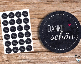 Danke Schön  Tafel 24 Aufkleber 4cm rund Sticker