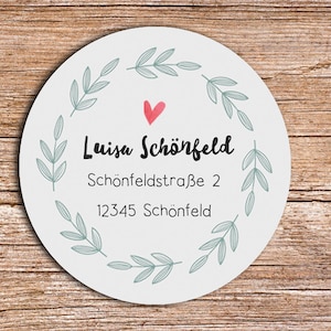 24 x Personalized Address Sticker 4 grey Vine 4 cm diameter image 1