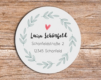 24 x Personalized Address Sticker #4 grey Vine 4 cm diameter