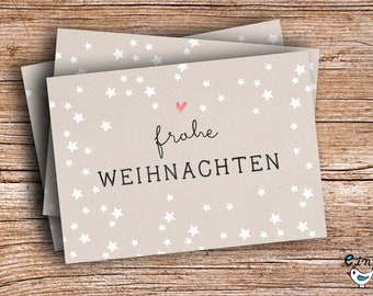 5 x Frohe Weihnachten - Sterne Karte Kraft Grußkarte A6 Weihnachtskarte Postkarte