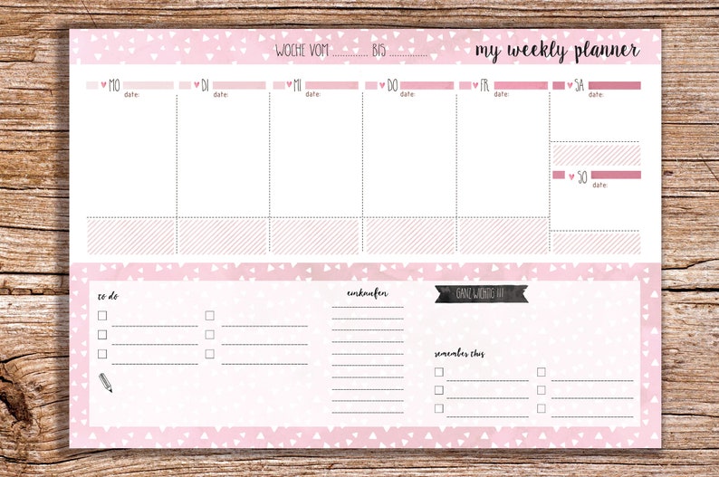 My Weekly Planner pink A4 Block Weekly Planner image 1