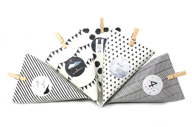 DIY Calendrier de lAvent Craft Boxes Boîtes B / W pour DIY Clinging image 3