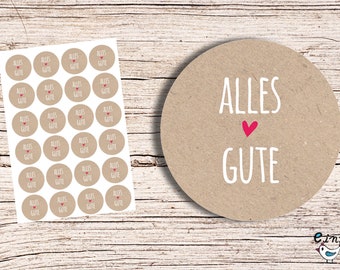 All the best strength - 24 stickers 4 cm round stickers