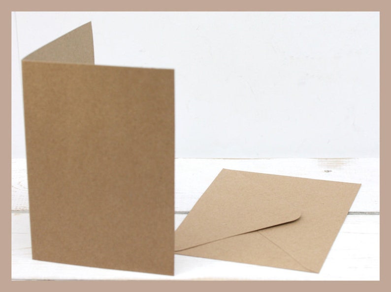 10 folded cards envelopes 12 x 17 cm kraft paper image 3