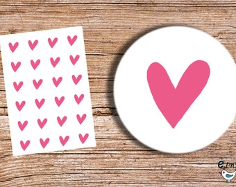 Heart 24 stickers white 4 cm diameter gift sticker