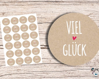 Viel Glück  Kraft  24 Aufkleber 4cm rund sticker