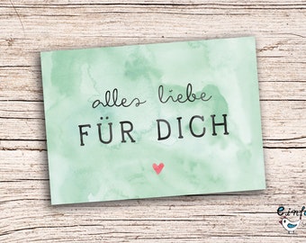 Alles liebe für dich grün - Grußkarte A6