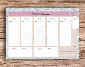 For Notes & More - Block A5 Wochenkalender Planer