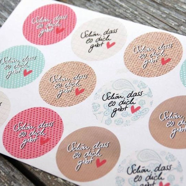 Sticker "Nice that you exist" 12pcs gift 4 cm diameter