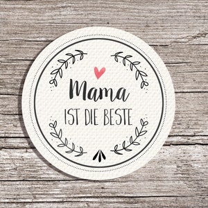 24x "Mama ist die Beste" Aufkleber Recycling 4cm Durchmesser