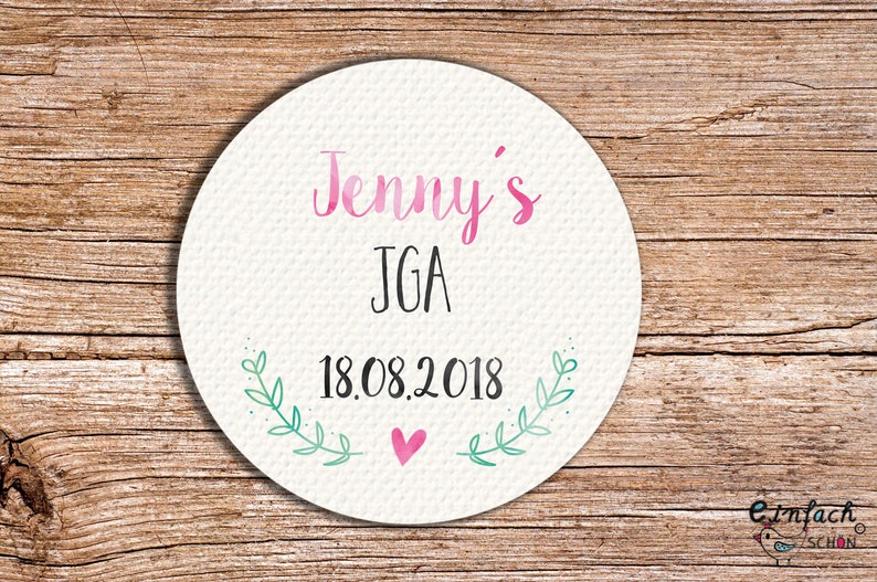 24 Hen party JGA Sticker recycling pink 4 cm diameter image 1